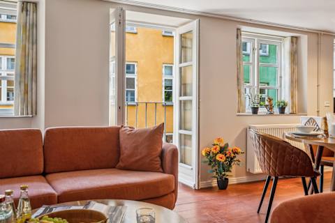 High End Living Room With French Balcony Danish Design