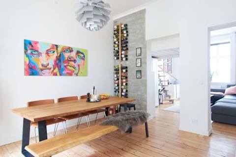 Cozy Living room with nordic wooden table