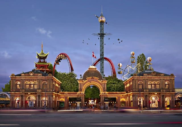 Tivoli Gardens is just a short walk away — one of Copenhagen’s most iconic attractions with rides, gardens, restaurants and magical evening lights.