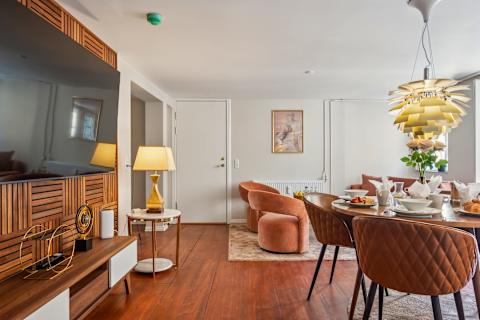 High End Living Room with XXL Flat screen Danish Design